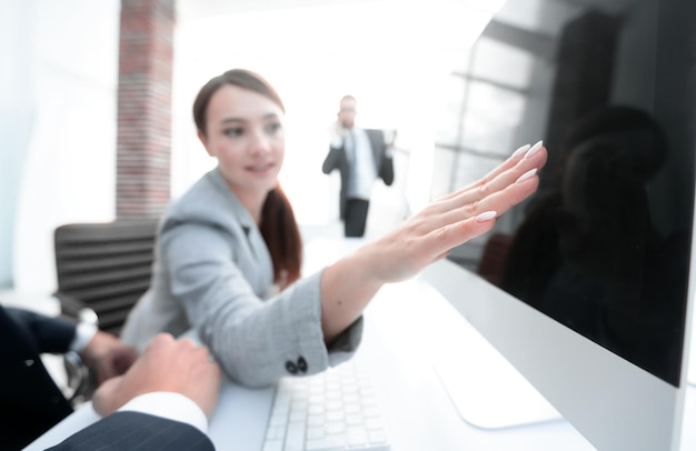 Stylized image business woman talking with a colleague