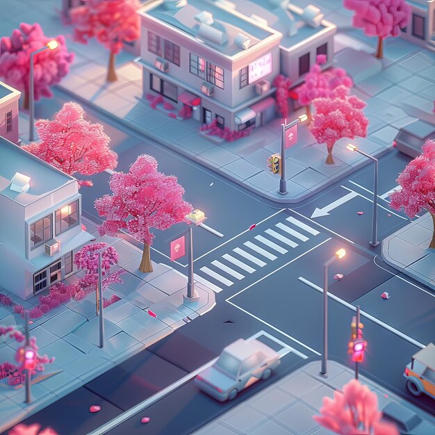 Photo stylized isometric street