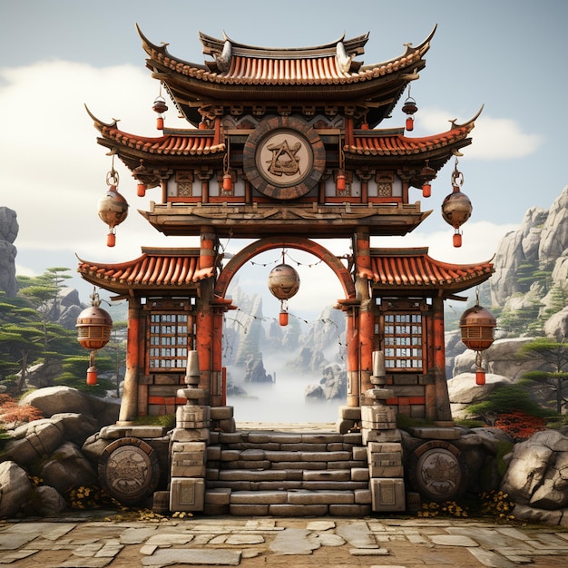 Stylized Japanese gate