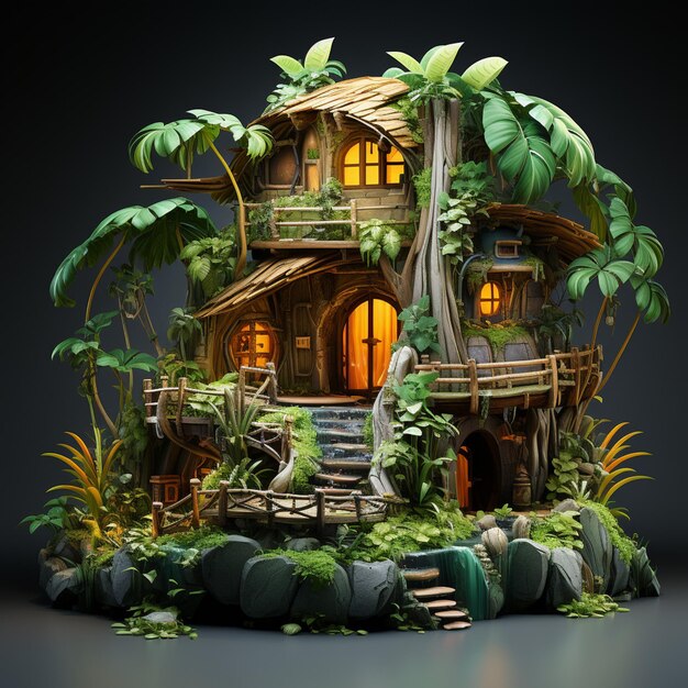 Photo stylized jungle house