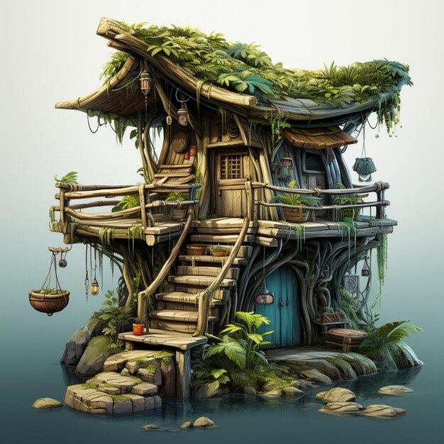 Photo stylized jungle house