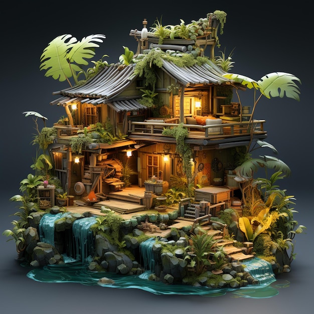Photo stylized jungle house