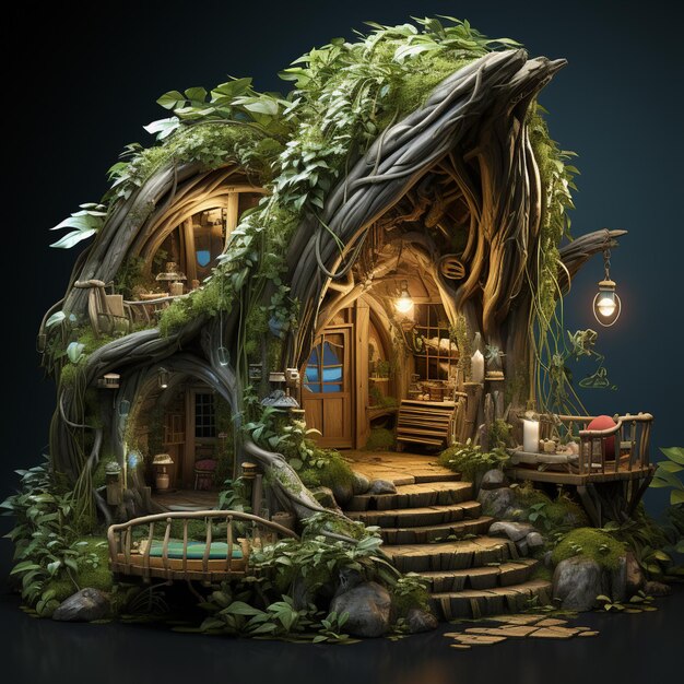 Photo stylized jungle house