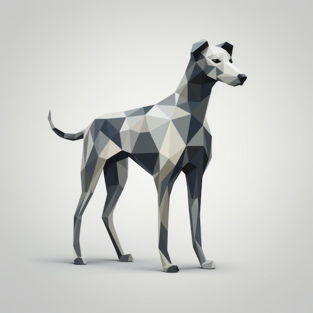 Stylized Low Poly 3d Greyhound With Geometric Patterns