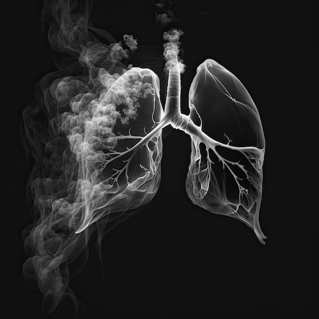 タバコの煙で病気になった様式化された肺