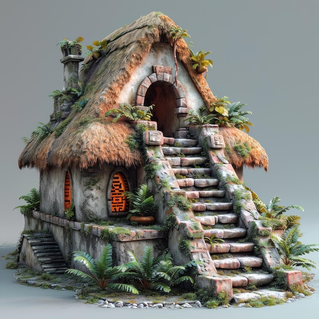 Photo stylized mayan house