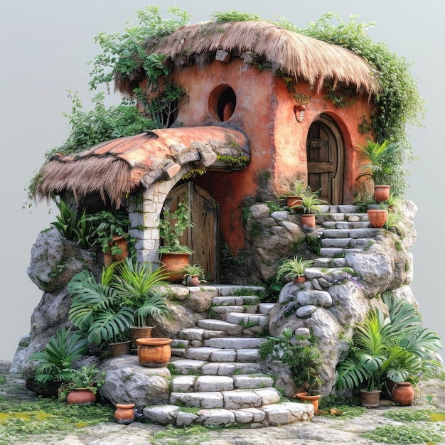 Photo stylized mayan house