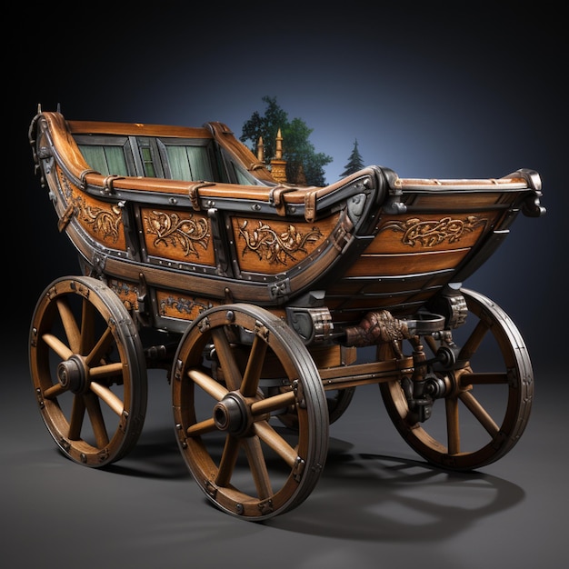 Photo stylized medieval cart