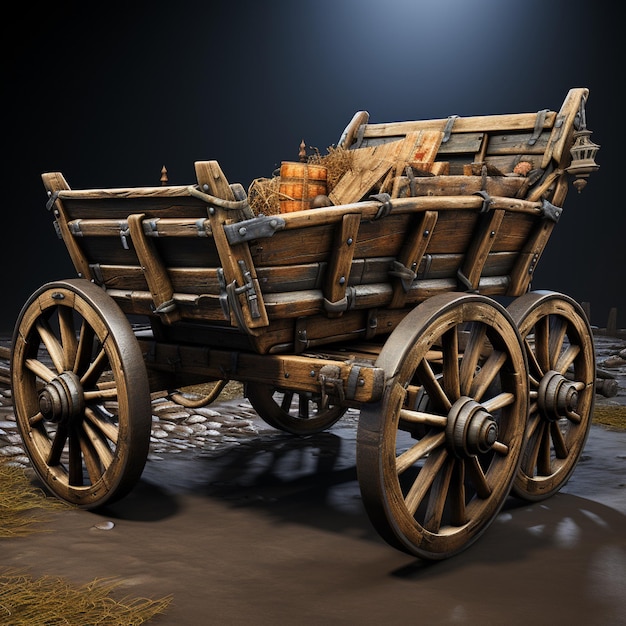 Photo stylized medieval cart