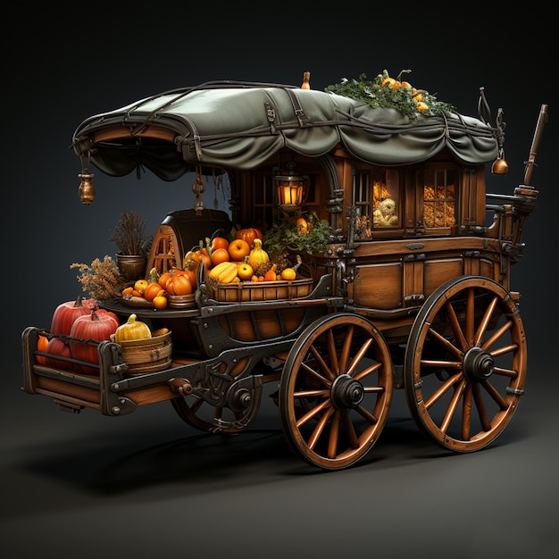 Photo stylized medieval cart