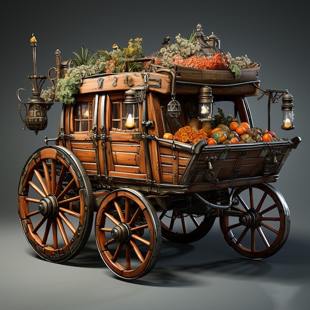 Photo stylized medieval cart