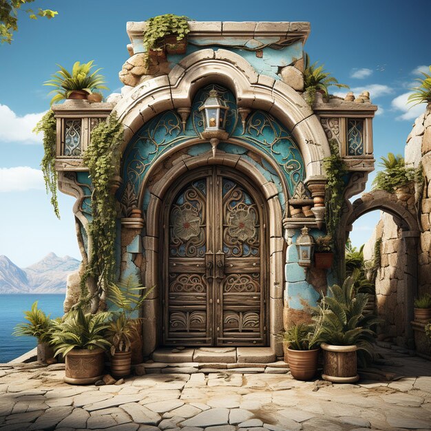 Photo stylized mediterranean door