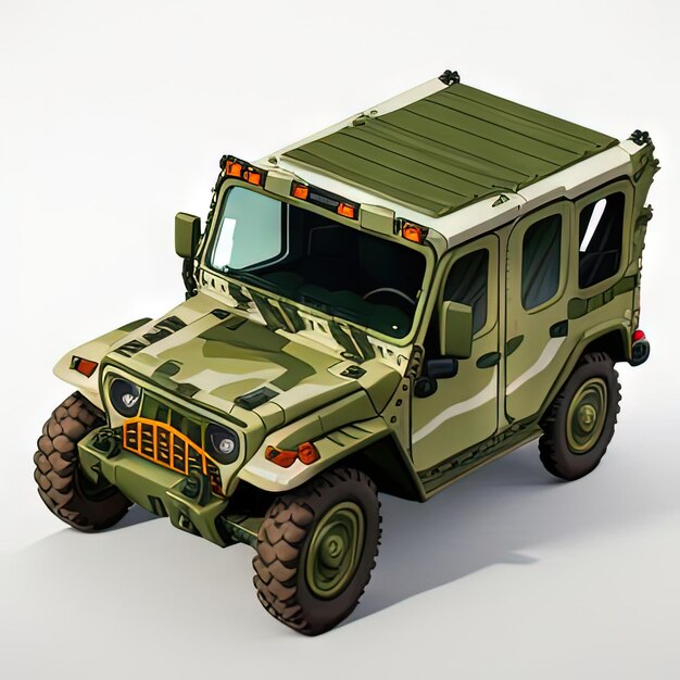 Photo stylized military vehicle game asset