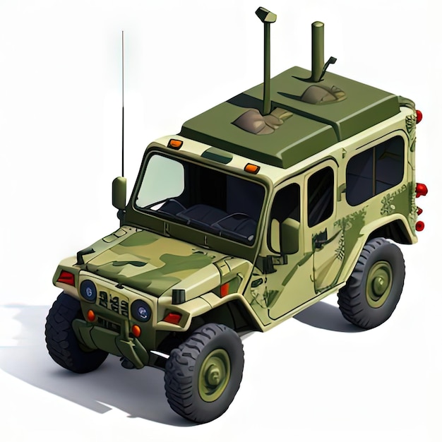 Photo stylized military vehicle game asset