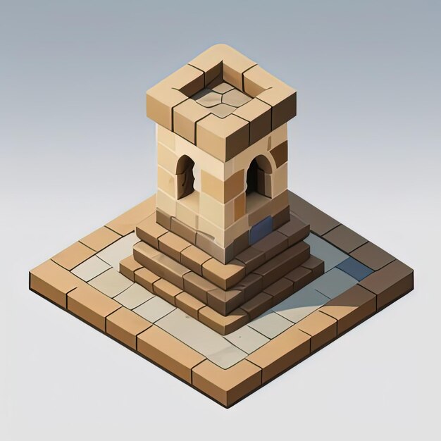 Photo stylized old water well game asset