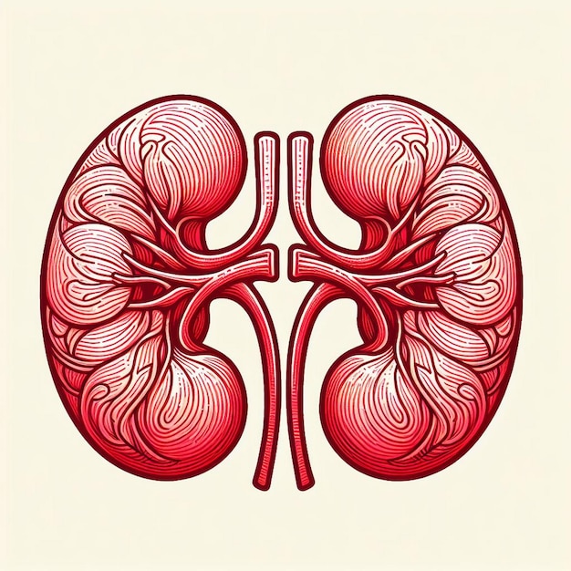 Stylized pair of red kidneys