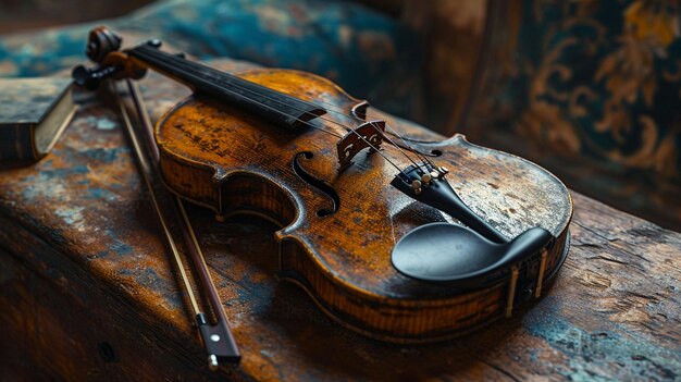 A stylized portrait of a very well crafted Stradivarius violin from the 18th century