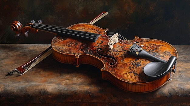 A stylized portrait of a very well crafted Stradivarius violin from the 18th century