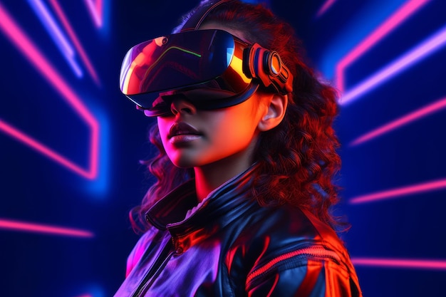 Stylized Portrait of a Woman Wearing a VR Headset