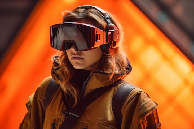 Stylized Portrait of a Woman Wearing a VR Headset