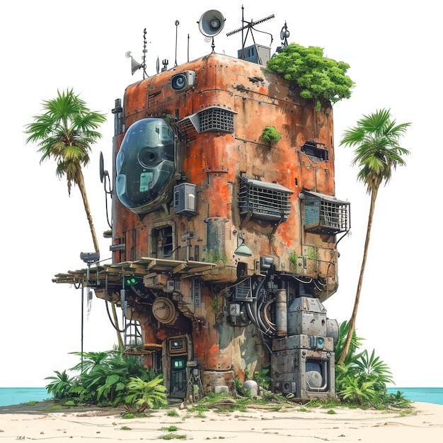 Photo stylized post apocalyptic house