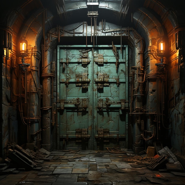 Photo stylized prison door