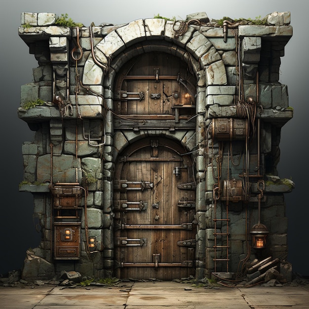 Photo stylized prison door