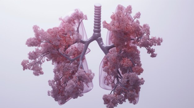 a stylized representation of the human lungs where the bronchi and alveoli resemble tree branches an