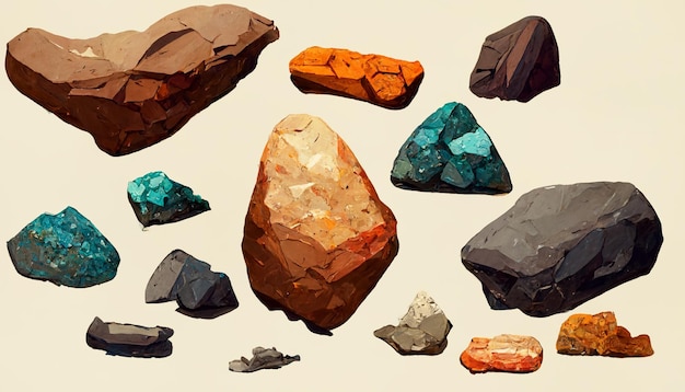 Stylized rock concept art for games