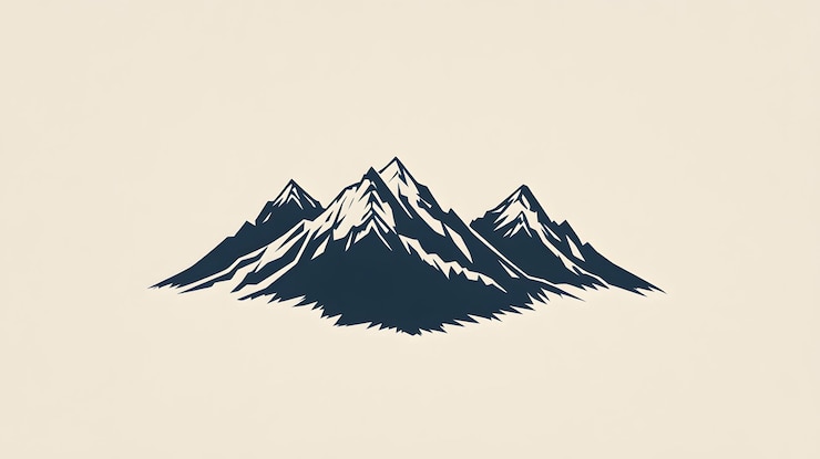 Photo stylized silhouette of mountain range with peaks