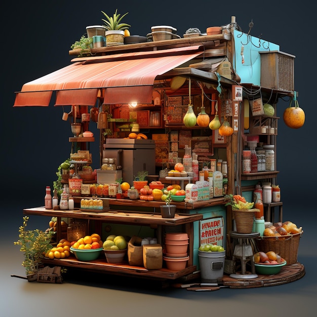 Photo stylized street food stall