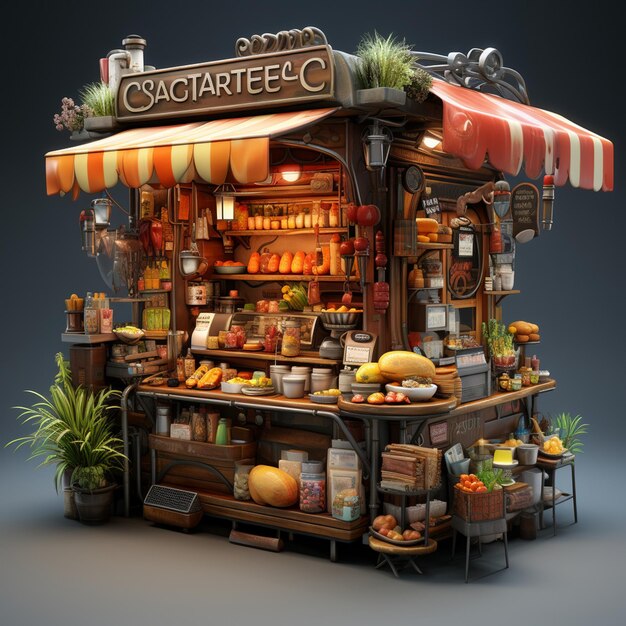 Photo stylized street food stall