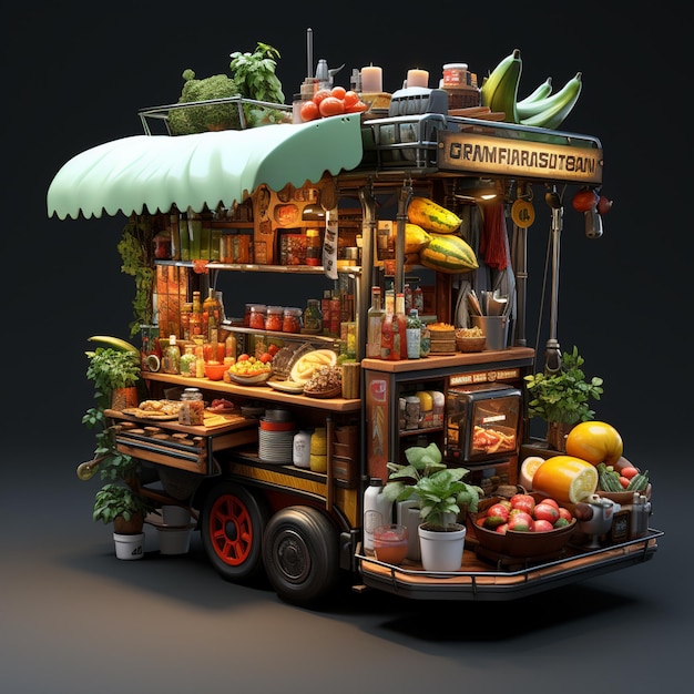 Photo stylized street food stall