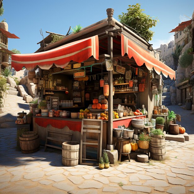 Photo stylized street food stall