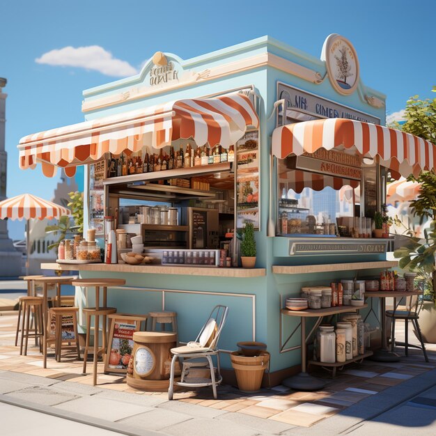 Photo stylized street food stall