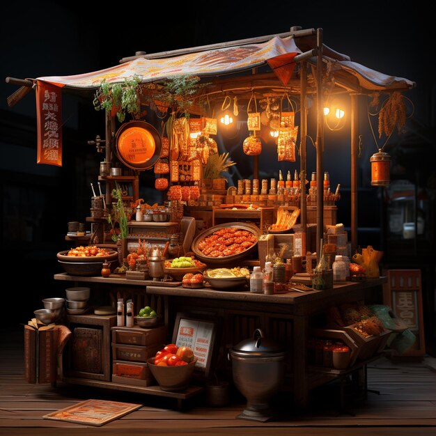 Photo stylized street food stall