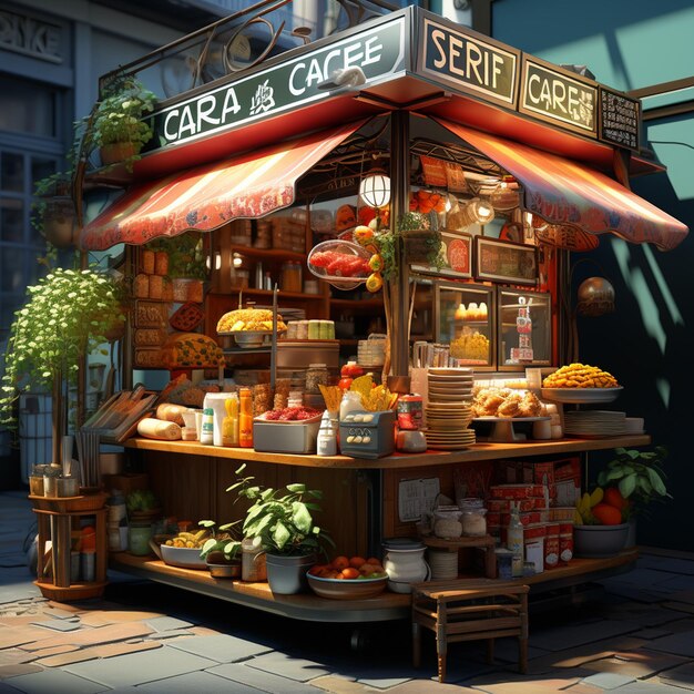 Photo stylized street food stall