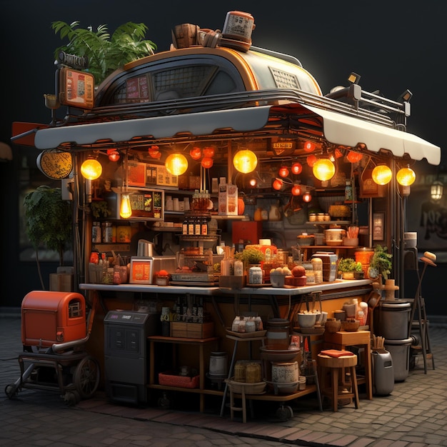 Photo stylized street food stall