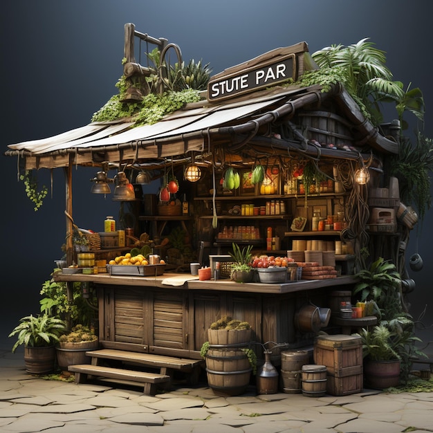 Photo stylized street food stall