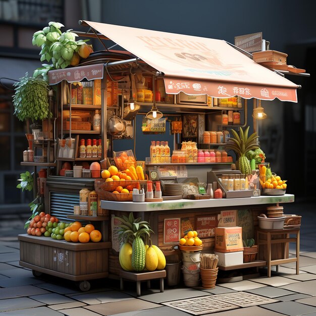 Photo stylized street food stall