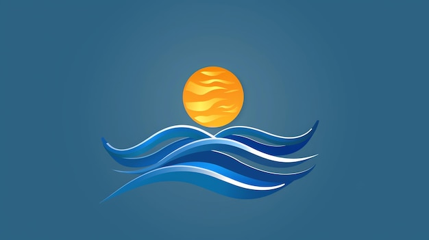 a stylized sun setting over the ocean