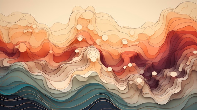 Stylized topographical map with elevation lines Created with Generative AI technology