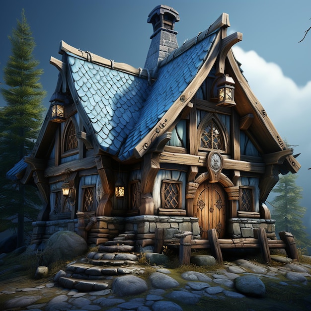 Photo stylized viking house