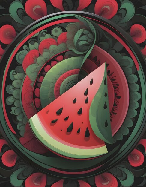 Photo stylized watermelon logo in bold colors