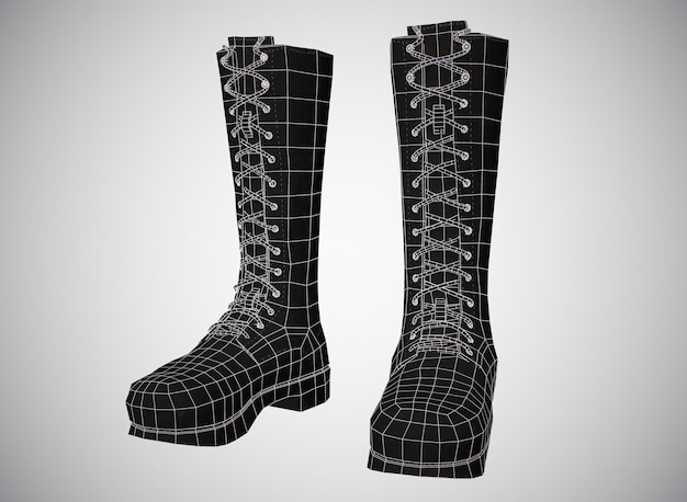 Stylized womens boots on a white background 3d rendering