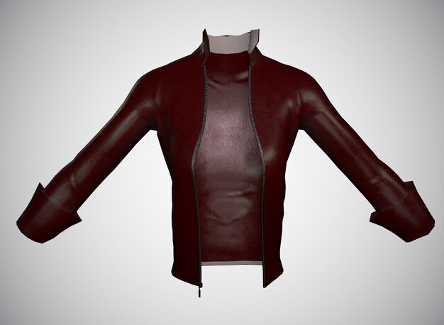 Stylized womens leather jacket on a white background 3drendering