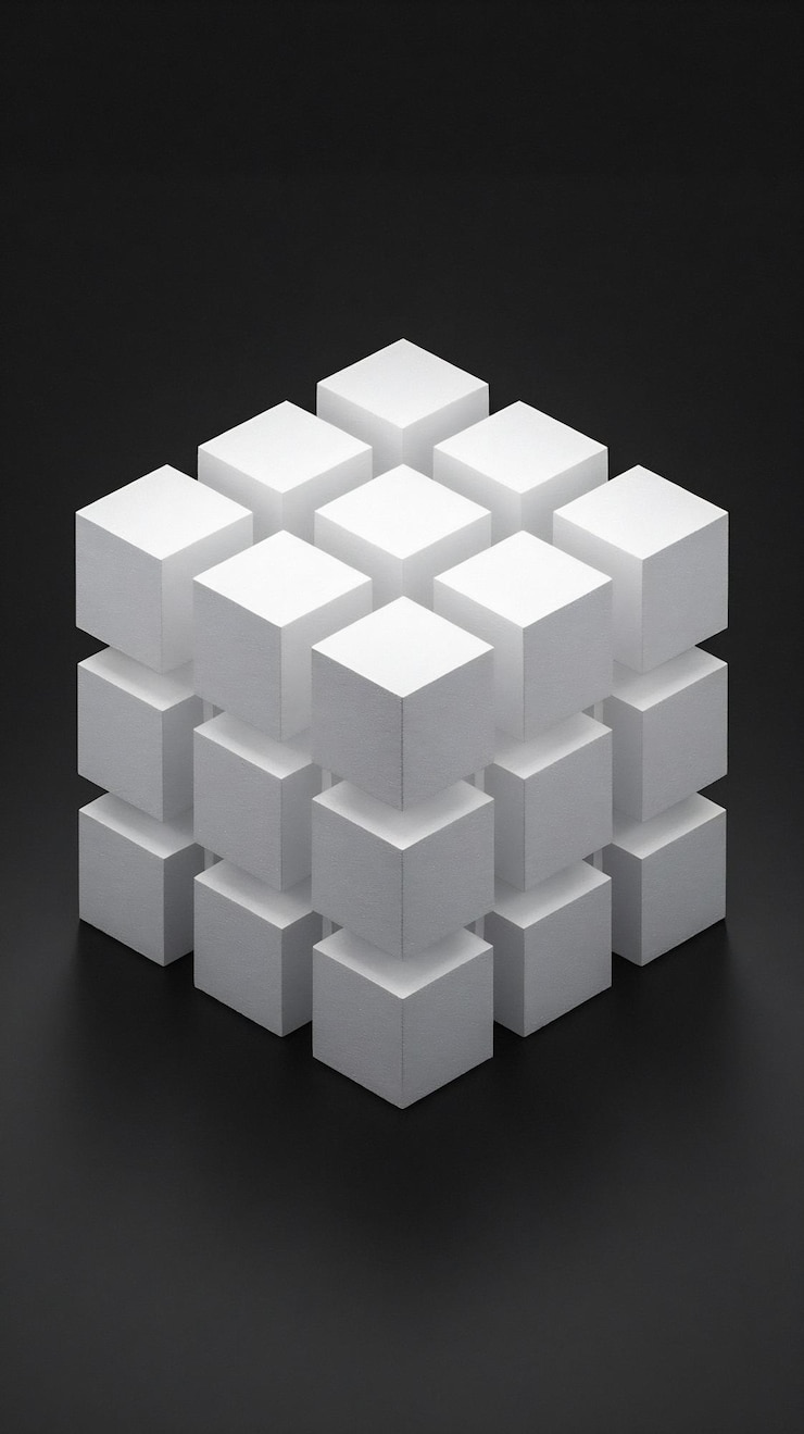 Photo styrofoam sheet cube isolated on black background 3d illustration