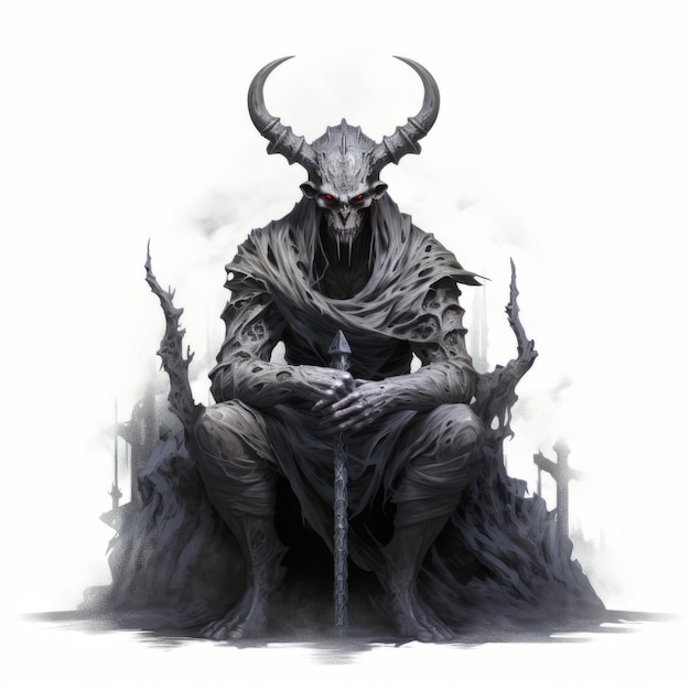 Subdued Tranquility Illustration Of Azazel A Demon With Horns