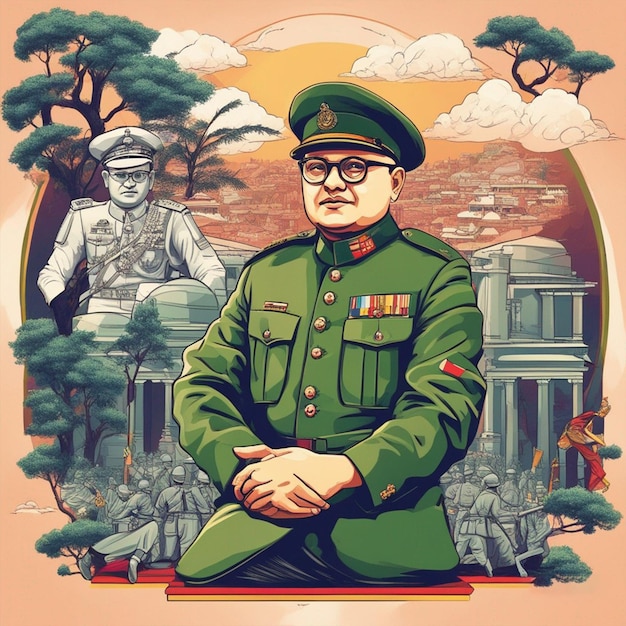 subhash chandra bose illustration