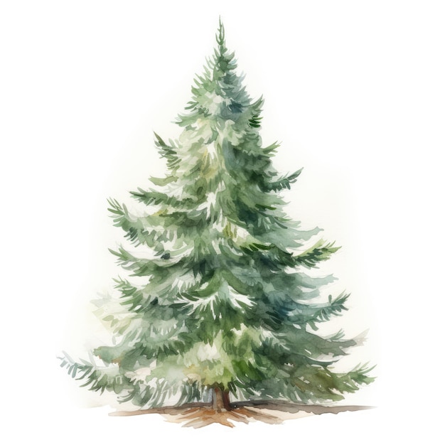 Sublime Christmas Tree Captivating Watercolor Painting on a Striking White Background Ideal for Se